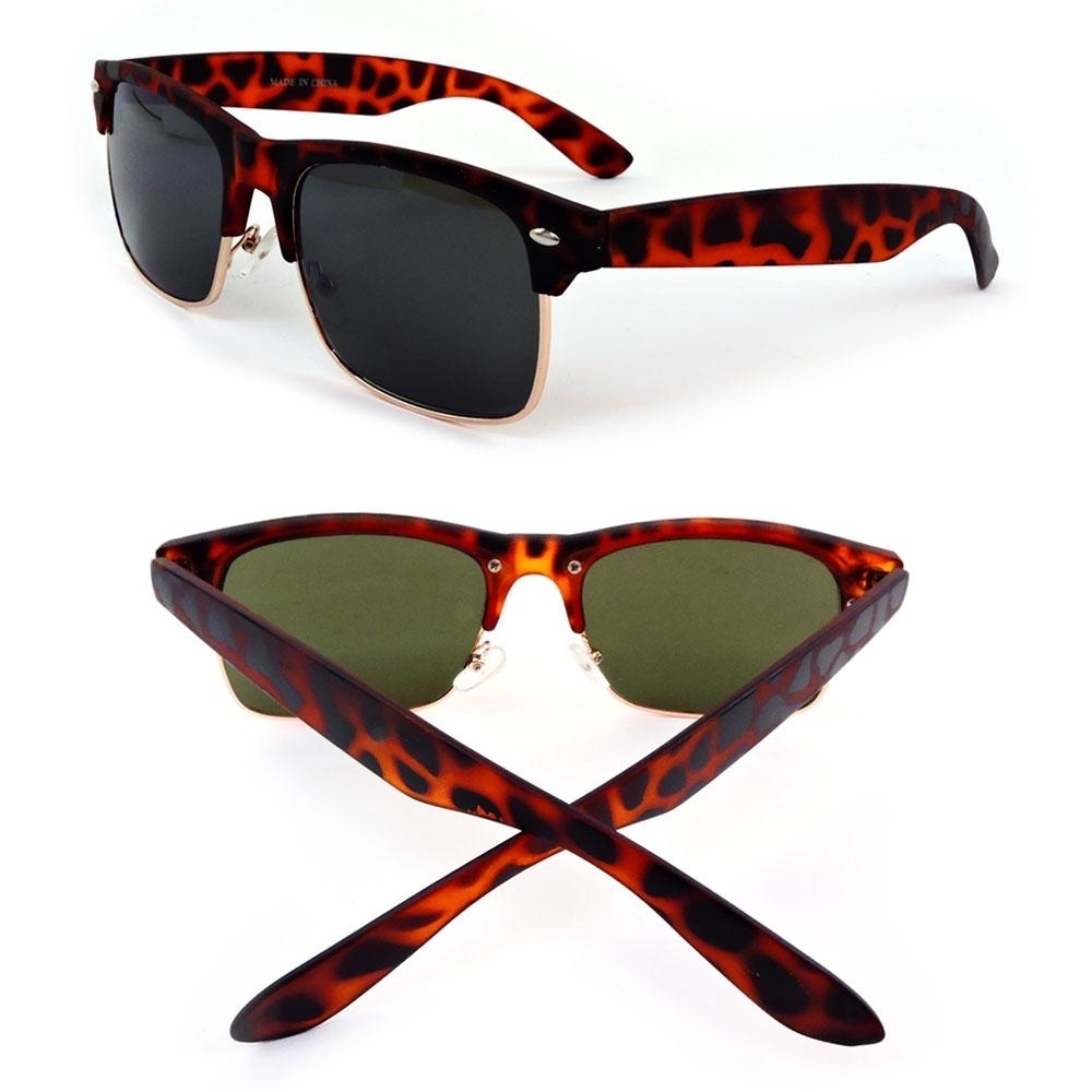 Retro Style Large Rectangle Frame Man Or Women's Sunglasses - Black Frost