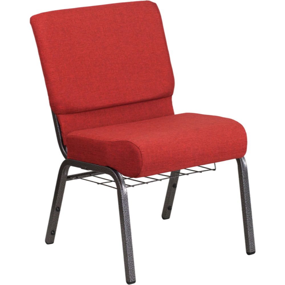 Red Fabric Church Chair, Red, Silvervein