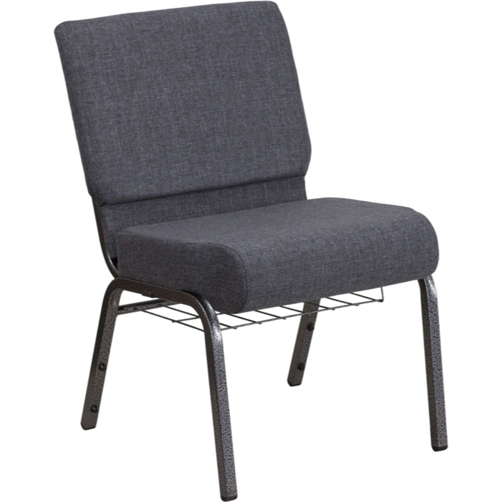 Dark Gray Fabric Church Chair, Gray, Silvervein