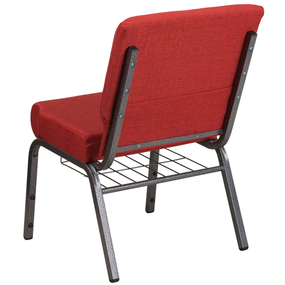 Red Fabric Church Chair, Red, Silvervein