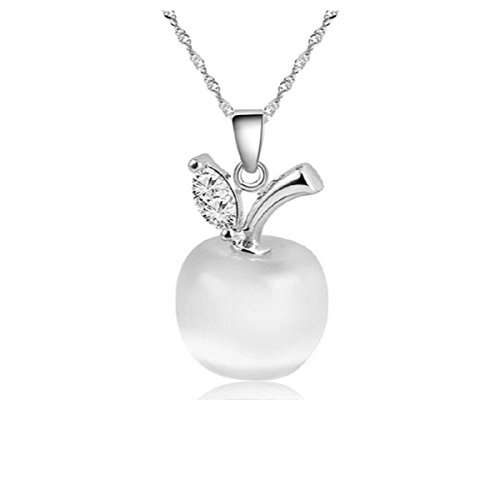 Opal Apple Dangle Necklace Opal Apple Necklace - White