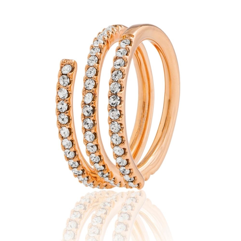 Matashi 18k Rose Gold Plated Luxury Coiled Ring Designed With Sparkling Crystals Size 5