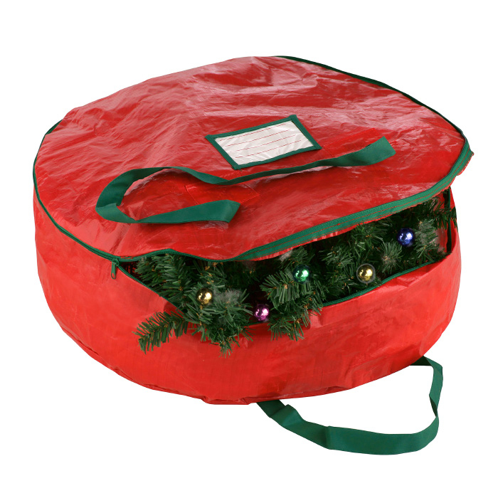 Elf Stor Premium Red Holiday Christmas Wreath Storage Bag For 24 Inch Wreaths