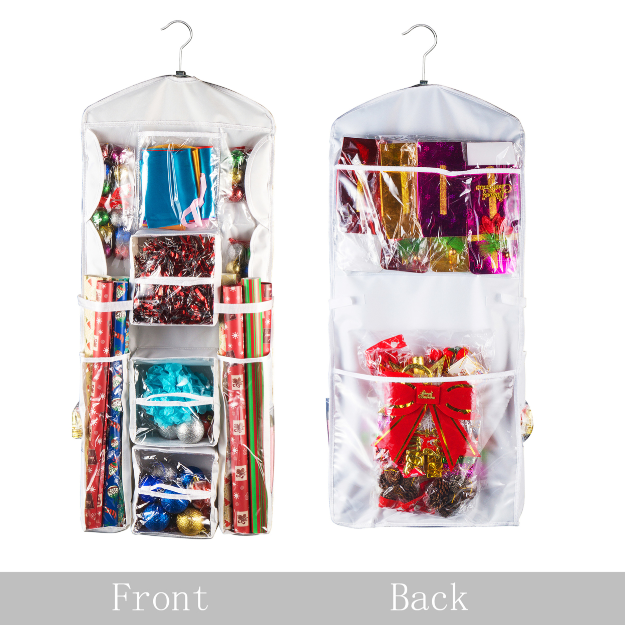 Large Wrapping Paper Space Saver Closet Organizer Hanging Bag Hanger Bows Tape