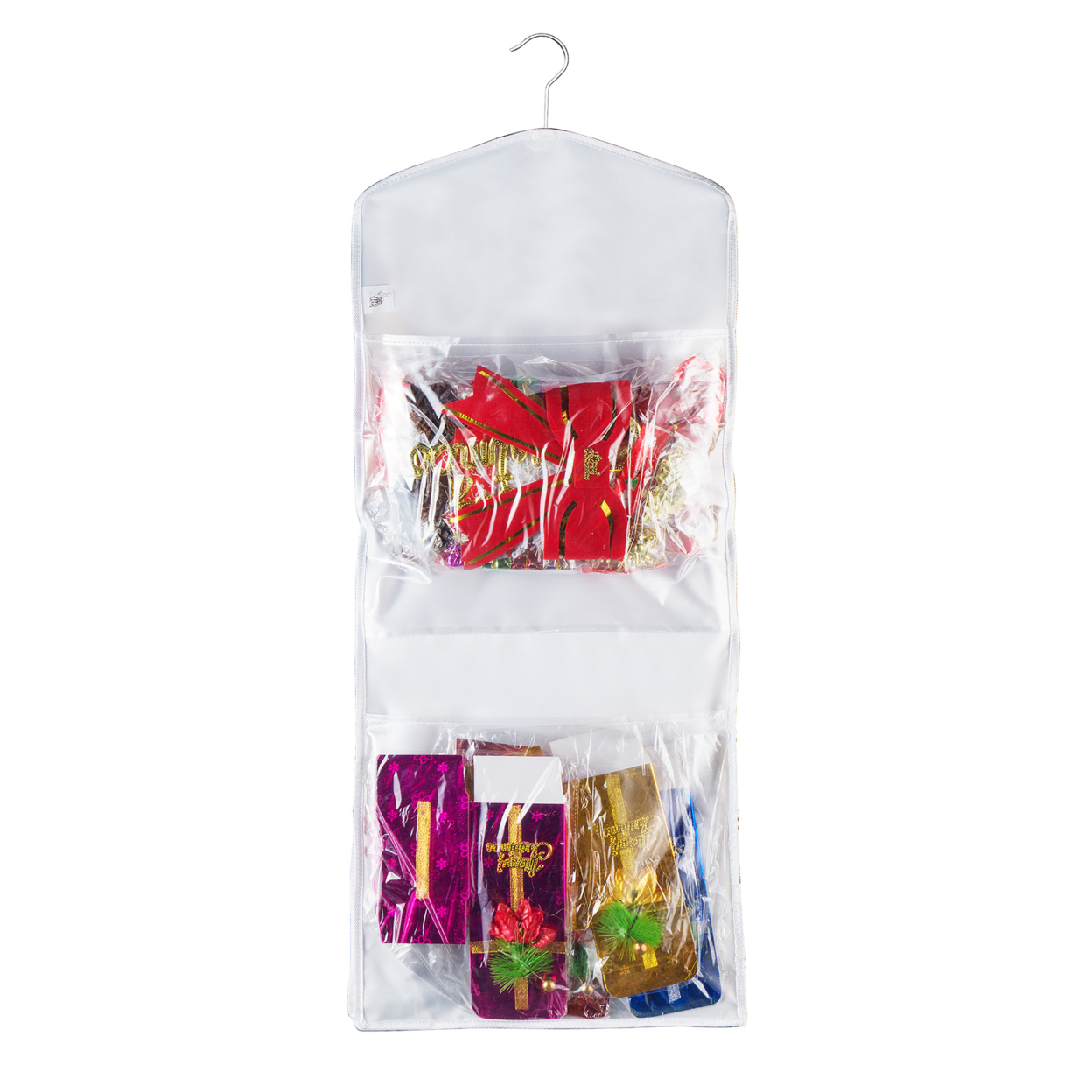 Double Sided Deluxe Hanging Gift Wrap Station Bag Organizer For Closet Or Home