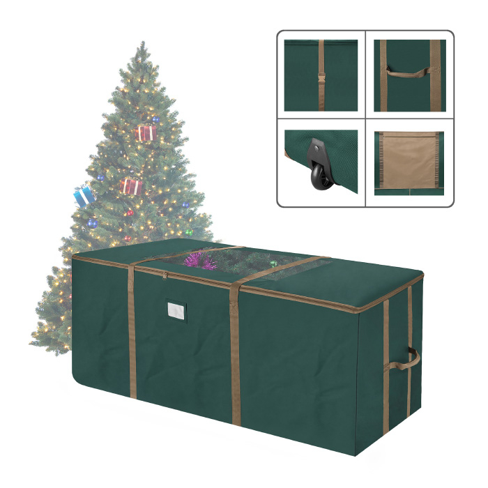 Elf Stor Green Rolling Christmas Tree Storage Duffel Bag W/Window For 9 Ft Tree