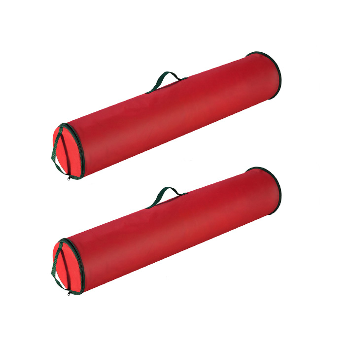 2 Pack Red 40 Inch Christmas Wrapping Paper Storage Bag Tube Handle Zipper
