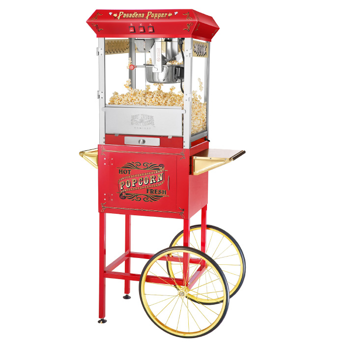 Great Northern Red Antique Style 8 oz Popcorn Popper Machine w/Cart, 8 Ounce