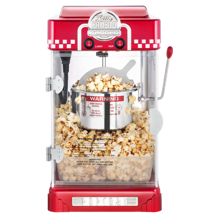 Great Northern Red Little Bambino Table Top Retro Popcorn Popper, 2.5 oz
