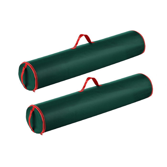 2 Pack Green Canvas 40 Inch Christmas Wrapping Paper Storage Bag Tube Zipper