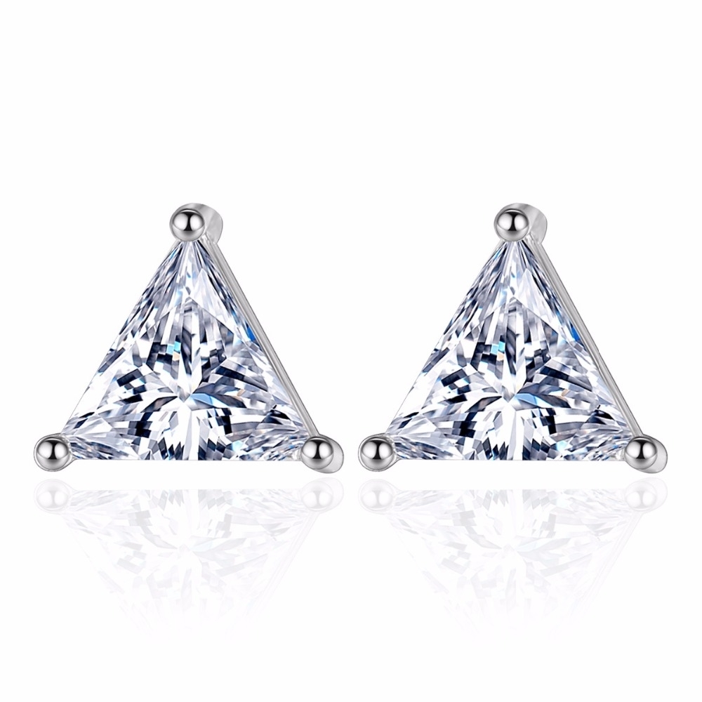 Fashion Exquisite Triangle CZ Pierced Crystal Zircon Stud Earrings