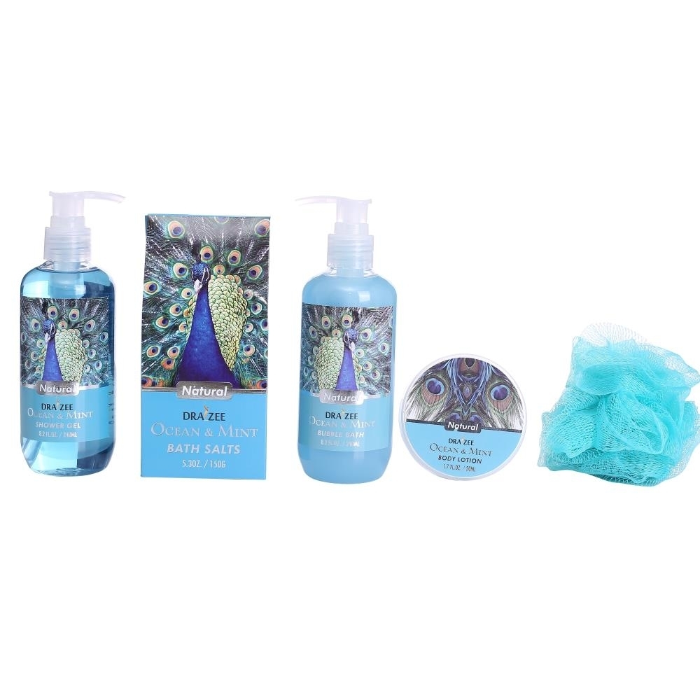 Draizee Spa Gift Basket For Women With Refreshing Ocean Mint Fragrance Luxury Skin Care Set Includes 100% Natural Shower Gel