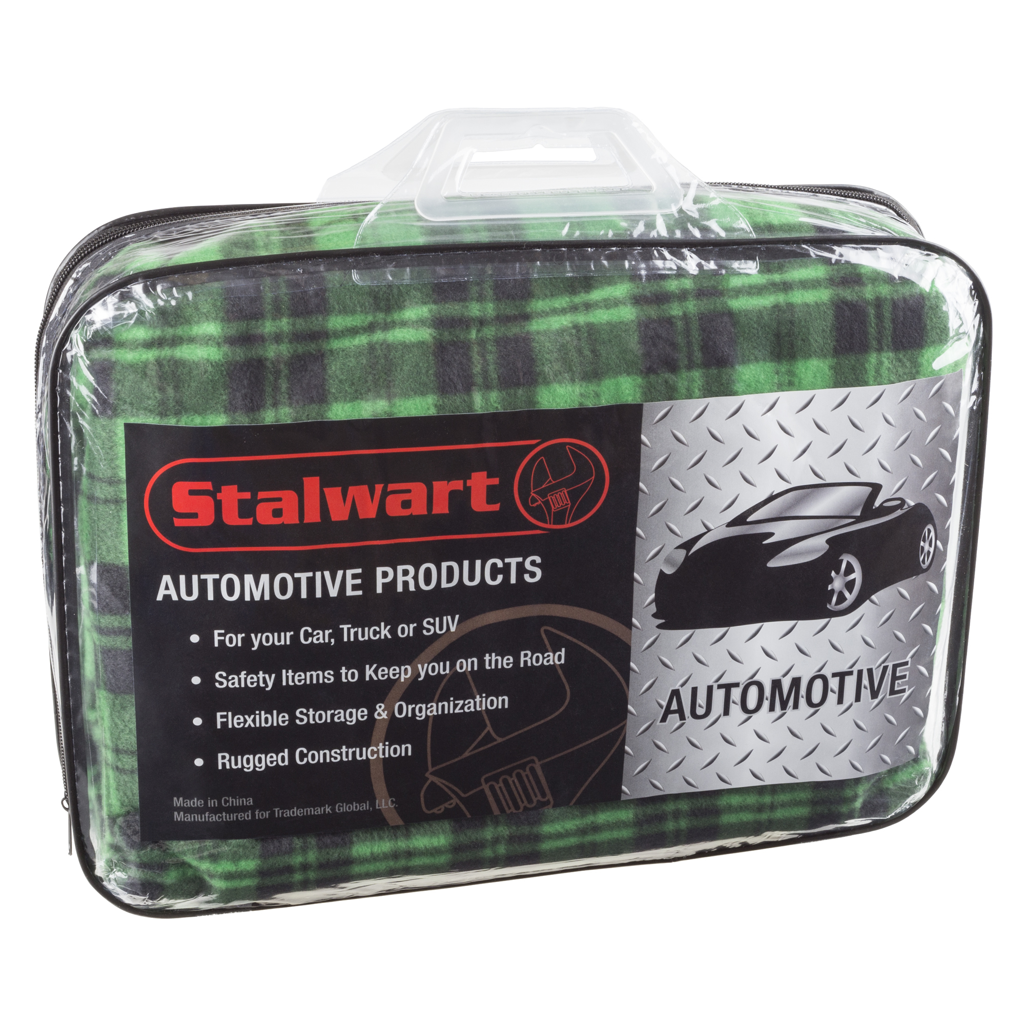 Electric Plaid Car Heated Blanket For Automobiles - Heats Up With 12 Volts Green