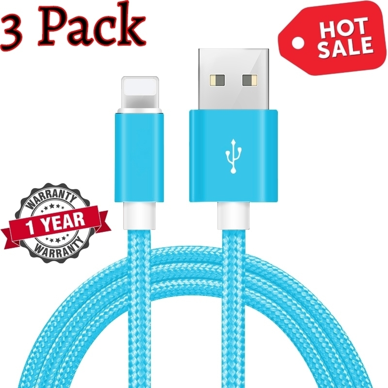Trio Of Apple IPhone Charging Cables - Includes 10ft Cables 3 Pack 10 FT Iphone Charger