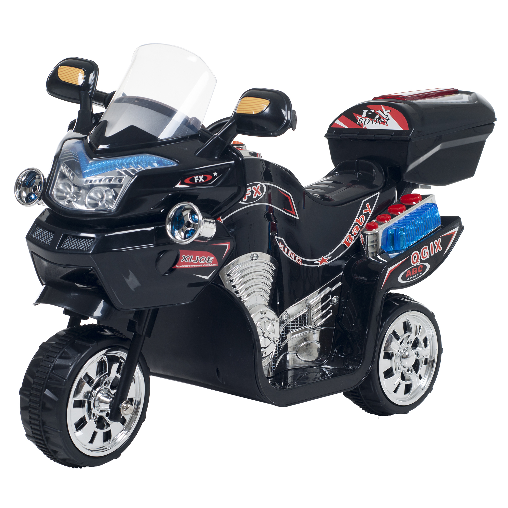 Kids’ 3-Wheel Battery-Powered Toy Sports Bike, Mult. Colors - Black