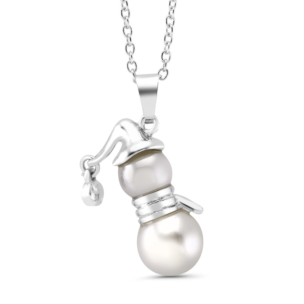FreshWater Pearl Drop Snowman Necklace - Round