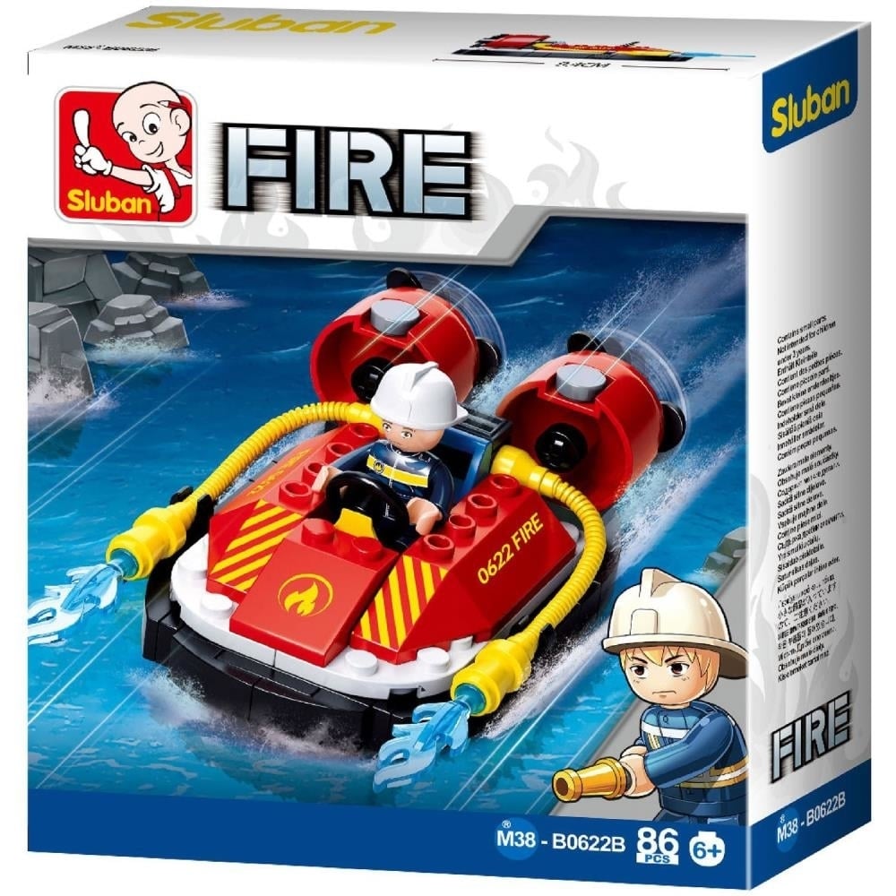 Sluban Kids SLU08603 Fire Boat Hoovercraft With Water Hose Building Blocks 86 Pcs Set Building Toy Fire Boat
