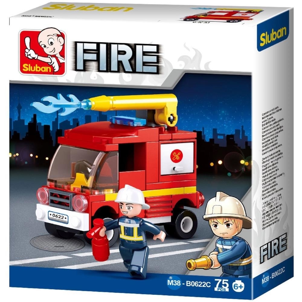 Sluban Kids SLU08604 Fire Truck Water Tender Building Blocks 75 Pcs Set Building Toy Fire Vehicle