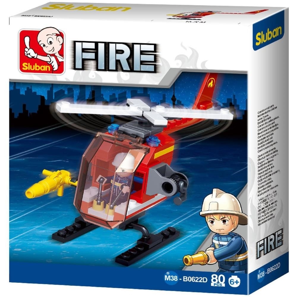 Sluban Kids SLU08605 Fire Helicopter Building Blocks 80 Pcs Set Building Toy Fire Helicopter