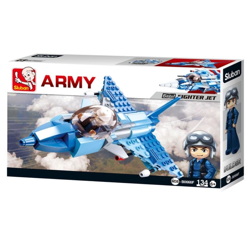 Sluban Kids SLU08622 Army Aircraft Fighter Jet Building Blocks 134 Pcs Set Building Toy Army Fighter Jet