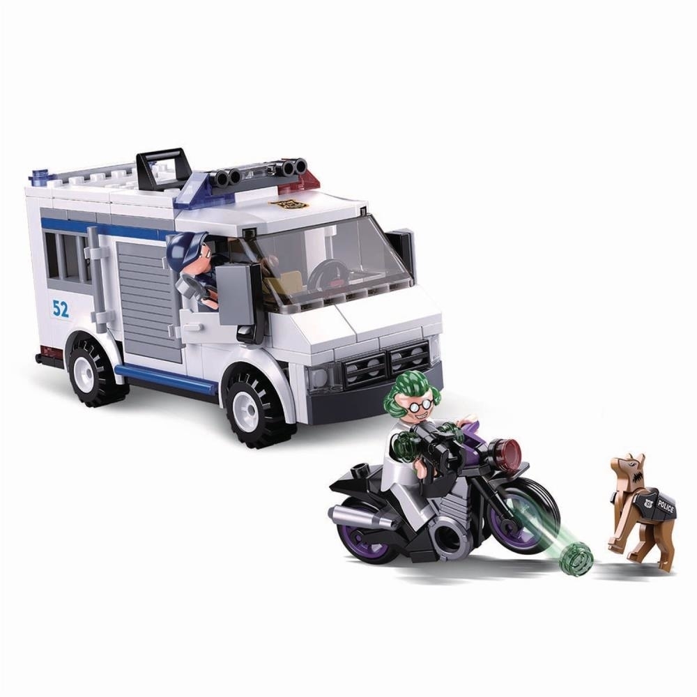 Sluban Kids SLU08628 Police Prisoner Transporter K9 Unit With Motorcycle Building Blocks 117 Pcs Set Building Toy Police Vehicle