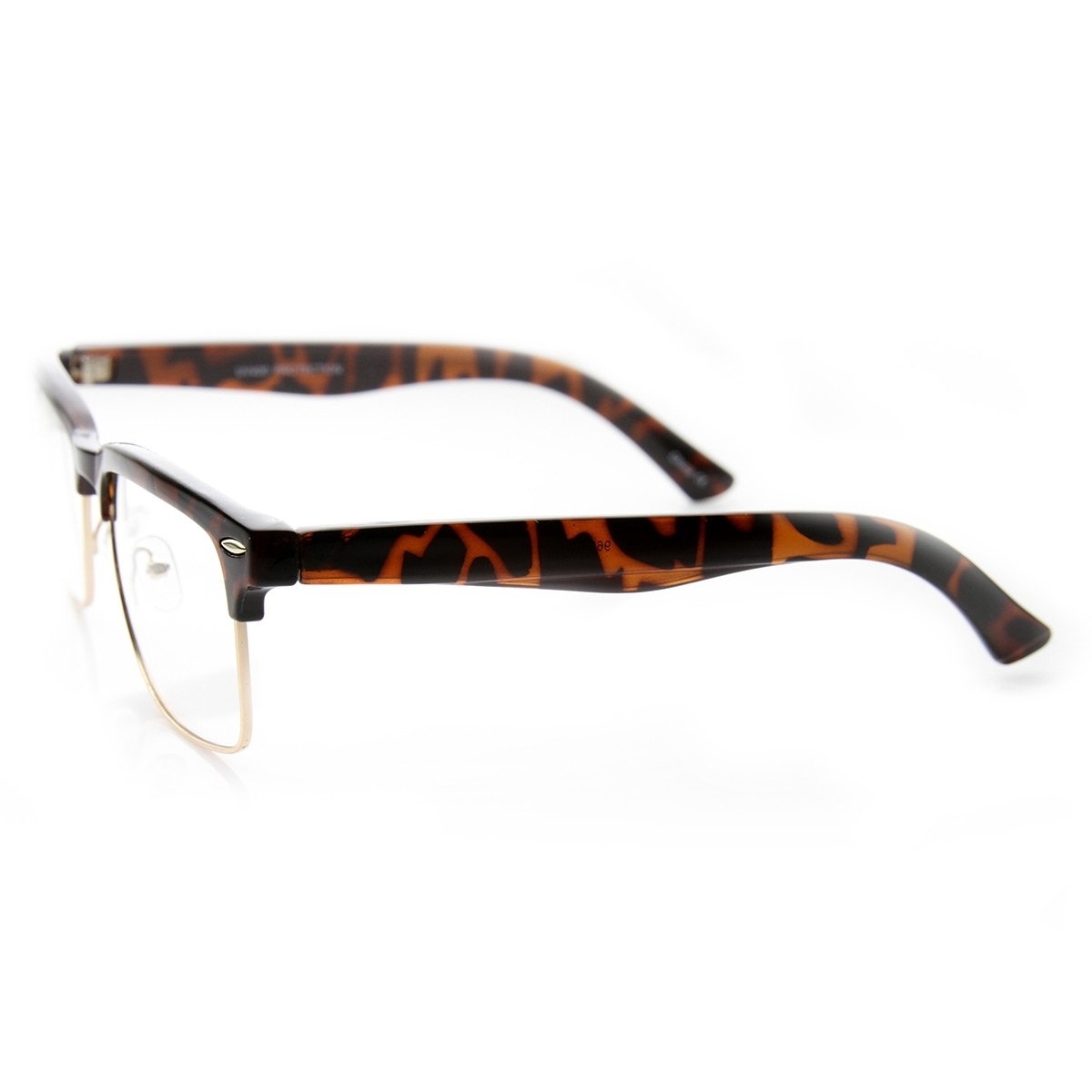 Unisex Square Medium Semi-Rimless Modern Fashion Glasses - Shiny-Black-Silver