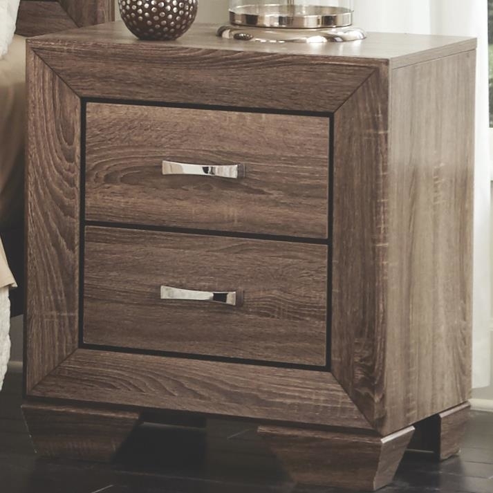 Transitional Style Wooden Nightstand With Two Drawers And Tapered Feet, Brown- Saltoro Sherpi