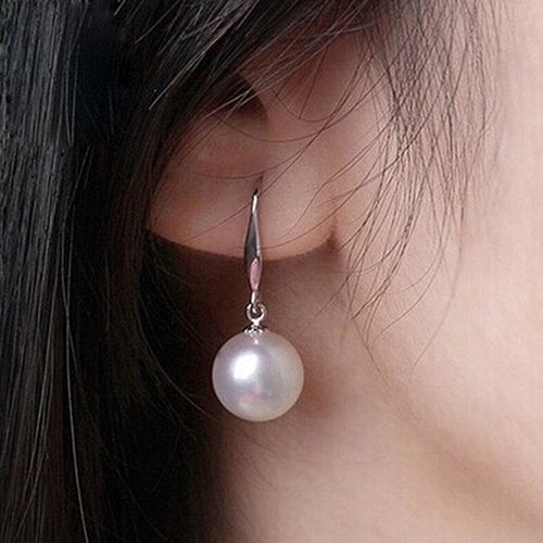 Sterling Silver Plated Drop Dangle Pearl Hanging Earrings