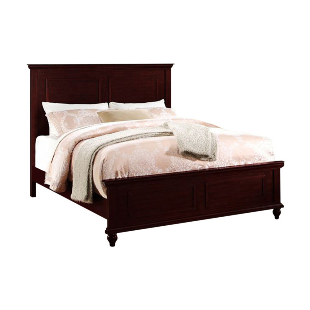 Exemplary Wooden Queen Bed, Dark Cherry- Saltoro Sherpi