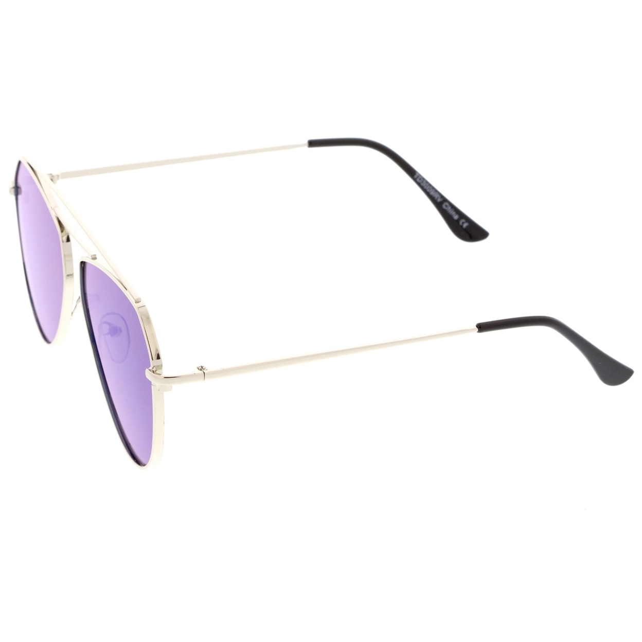 Modern Metal Frame Double Bridge Colored Mirror Flat Lens Aviator Sunglasses 52mm - Silver / Blue Mirror
