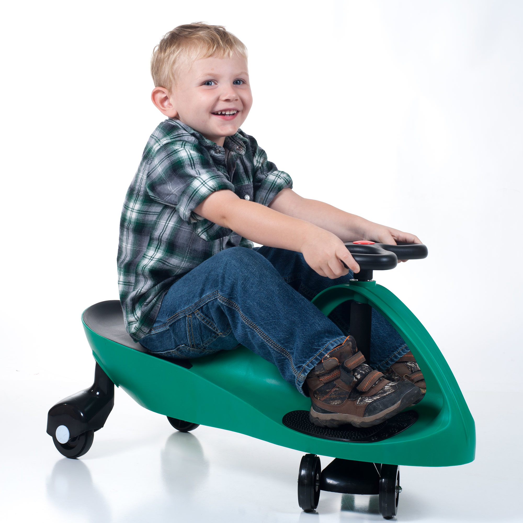 Energy Powered Twisting Zig Zag Car Ride On Toy For Kids 2 - 6 Years Old 100 Pd Weight Limit - Green