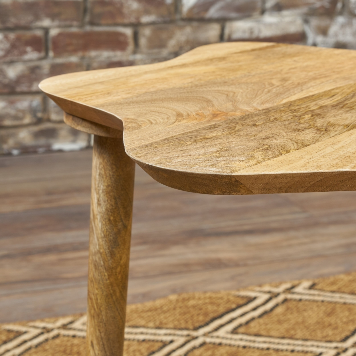 Adrian Natural Finished Mango Wood Flower End Table