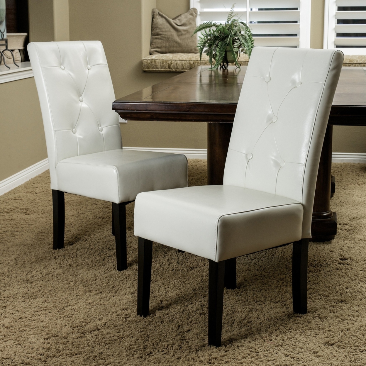 Alexander Ivory Bonded Leather Dining Chair (Set Of 2)
