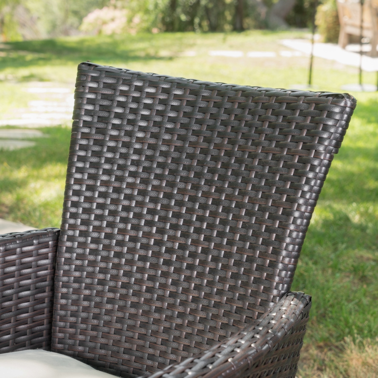 Ariel Outdoor 3Pc Wicker Bistro Set With Water Resistant Cushions