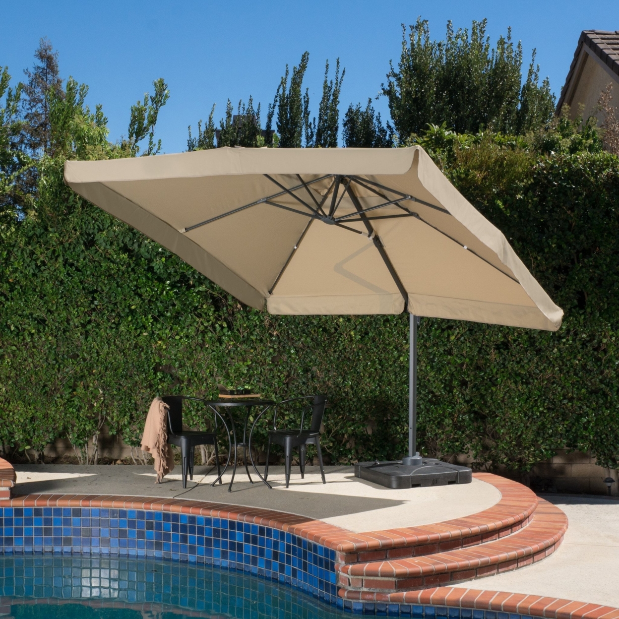 Atlantic Outdoor 9.8-foot Canopy Umbrella With Base-Taupe