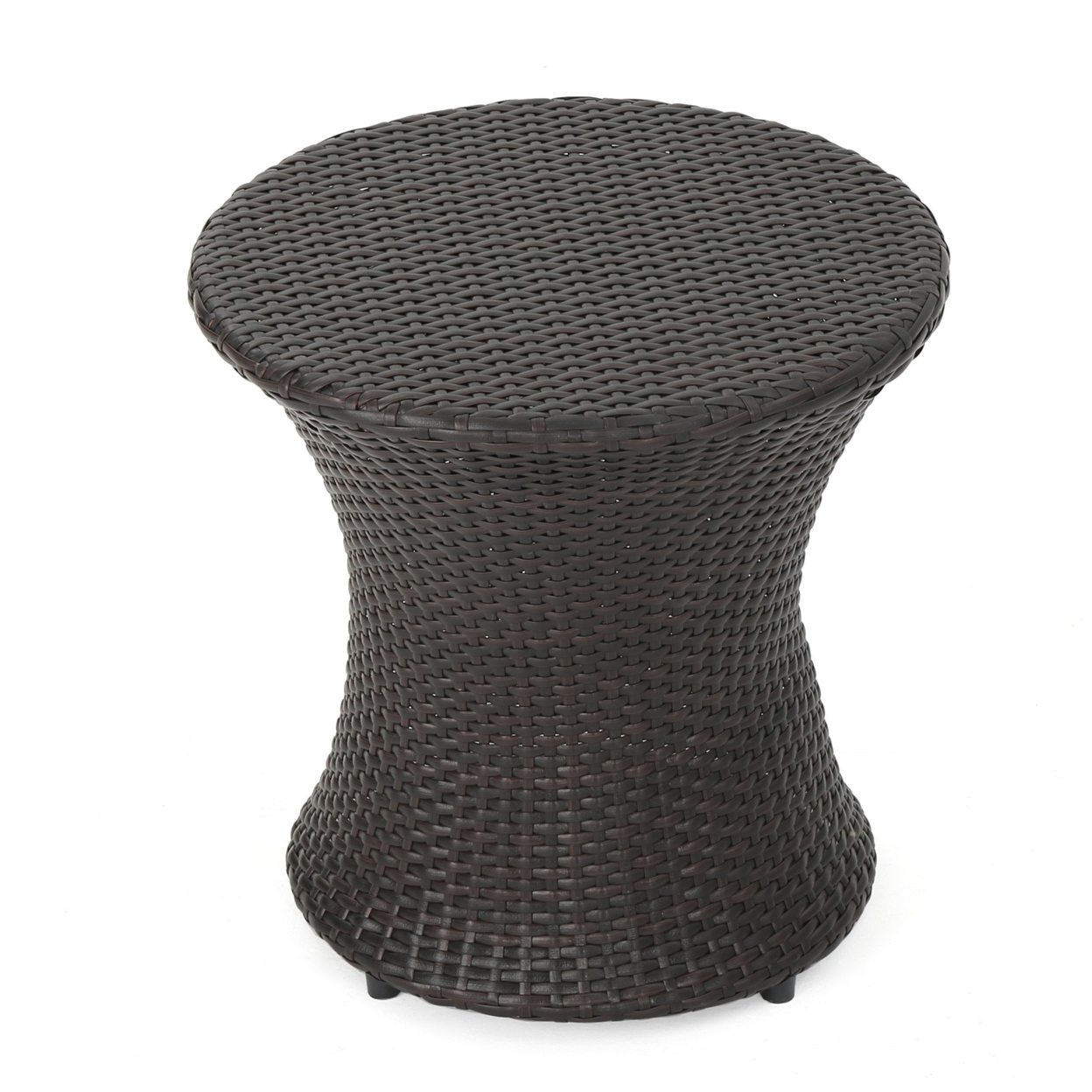 Capella Outdoor 3 Piece Multi-brown Wicker Stacking Chair Chat Set - Cylindrical Table, Brown