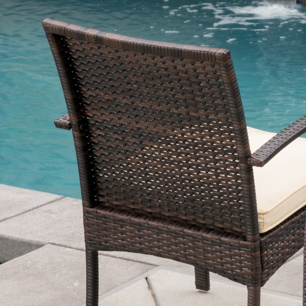 Carmela Outdoor Multibrown PE Wicker Dining Chairs (Set Of 2)