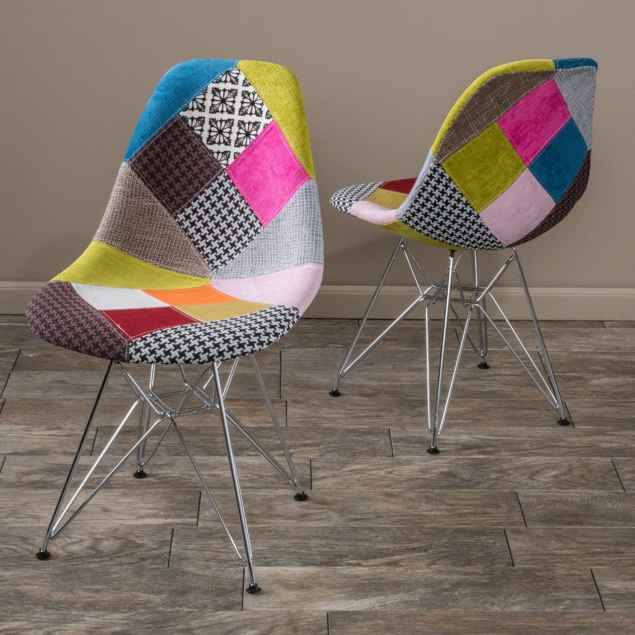 Cassius Multi-Color Patchwork Fabric Chairs (Set Of 2)