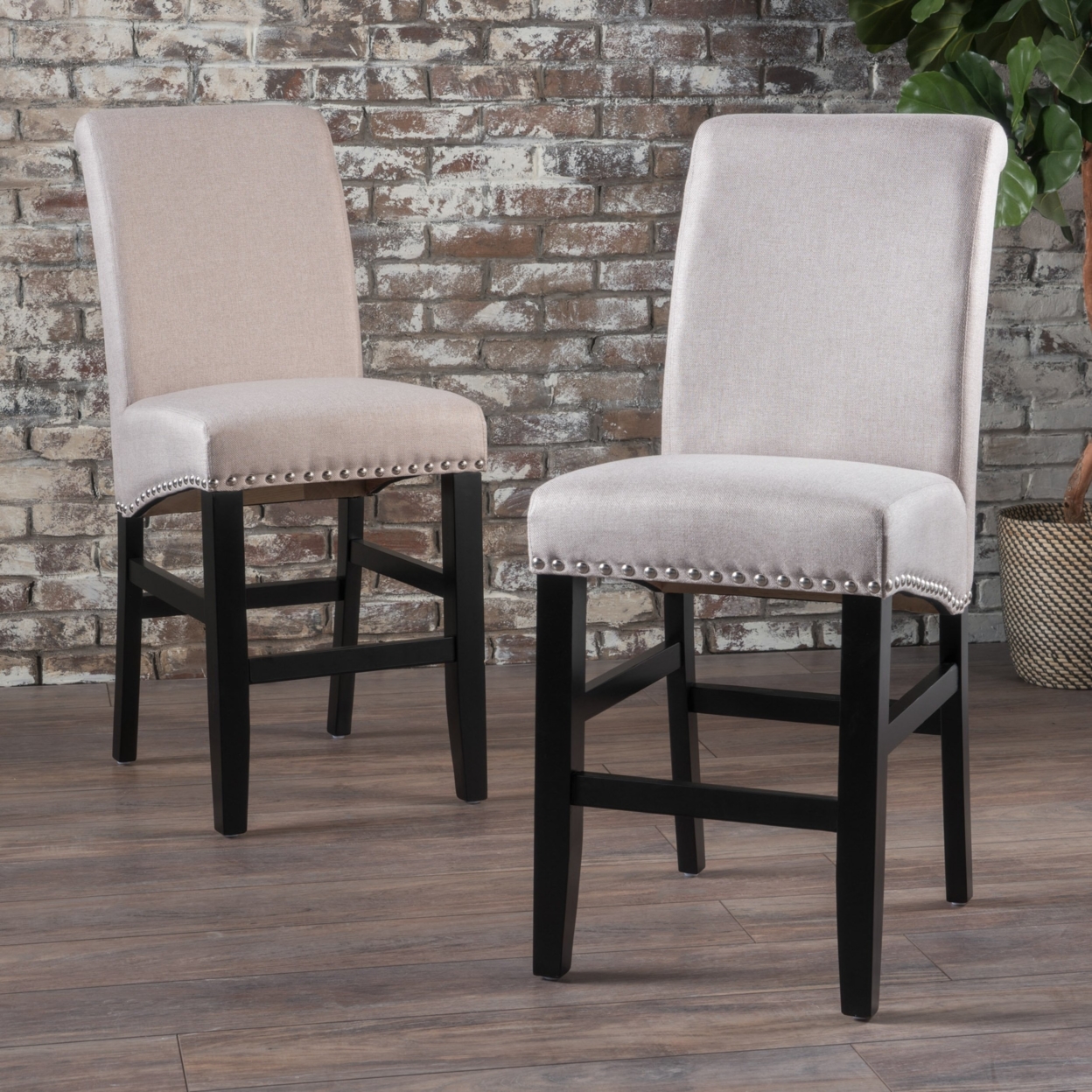 Clifton Wheat Fabric Counter Stools (Set Of 2)