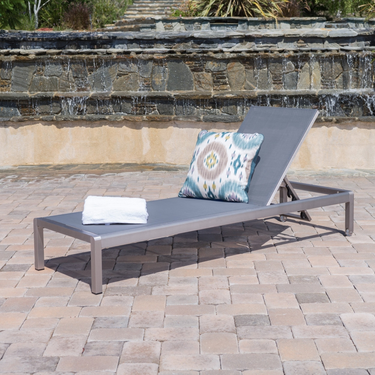Coral Bay Dark Gray Outdoor Mesh Chaise Lounge - Set Of 2, Gray