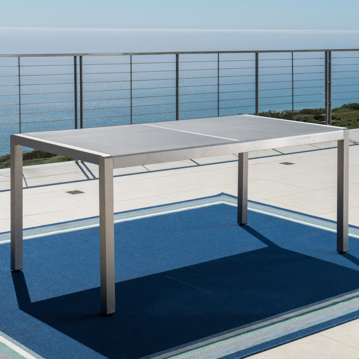 Coral Coral Outdoor Aluminum Dining Table With Tempered Glass Table Top