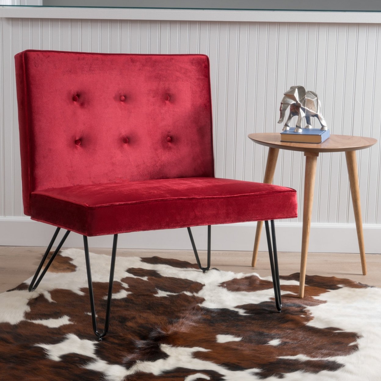 DuSoleil New Velvet Modern Armless Chair - Teal