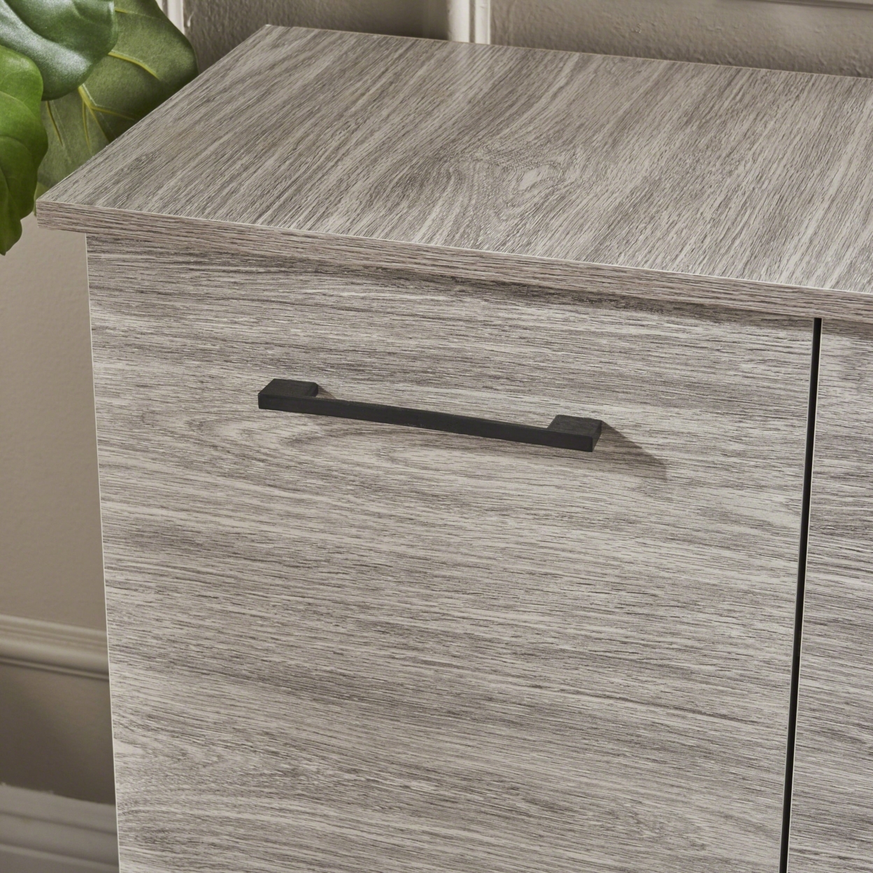 Emilia Mid Century Modern Finished Fiberboard Cabinet - Gray Oak