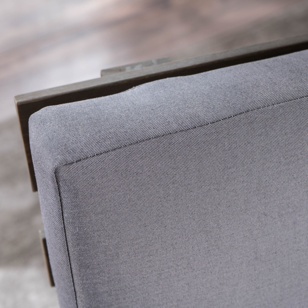 Emmory Indoor Minimalist V Shaped 4 Piece Grey Finished Acacia Wood Sectional Sofa Set With Grey Cushions