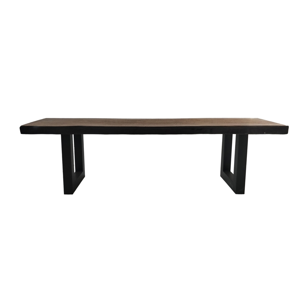 Jessica Indoor Faux Live Edge Teak Finish Light Weight Concrete Dining Bench