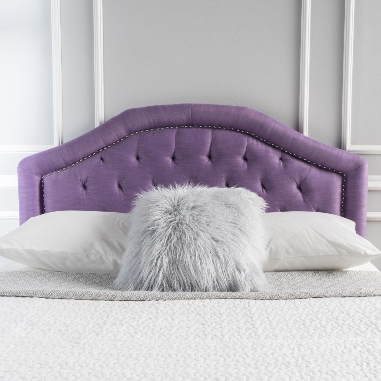 Kaarina Elegant Fabric Queen/Full Headboard - Light Purple