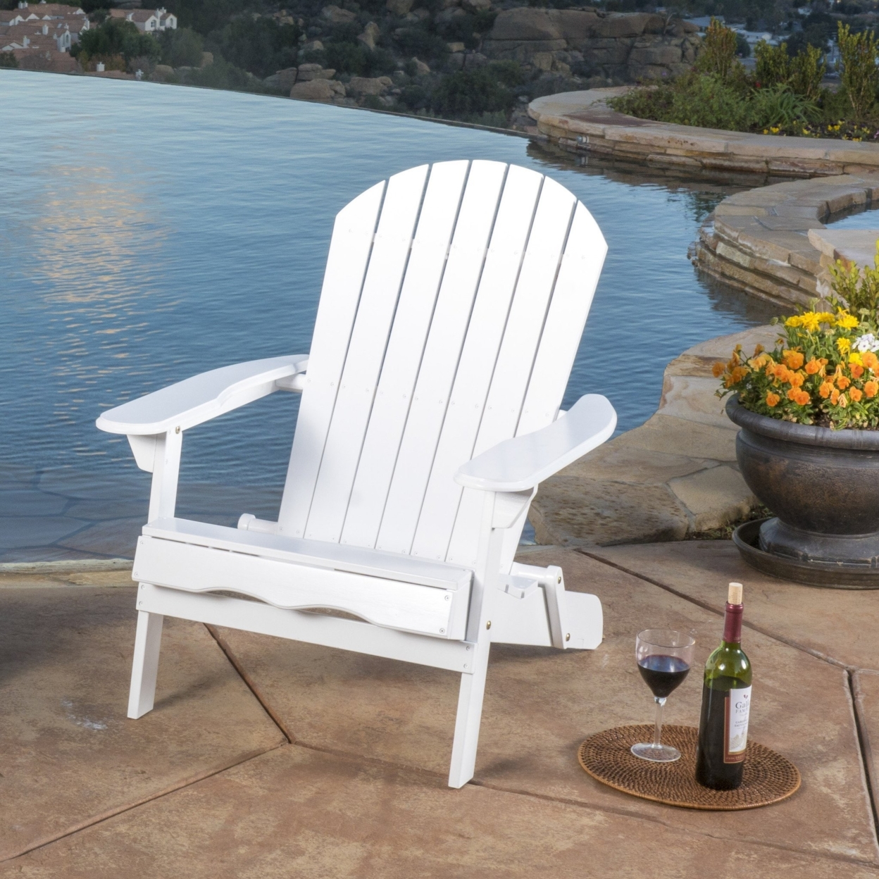 Katherine Outdoor Reclining Wood Adirondack Chair With Footrest (Set Of 2)