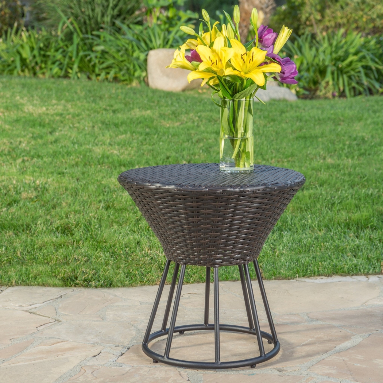 Kavala Wicker Outdoor Accent Table - Brown