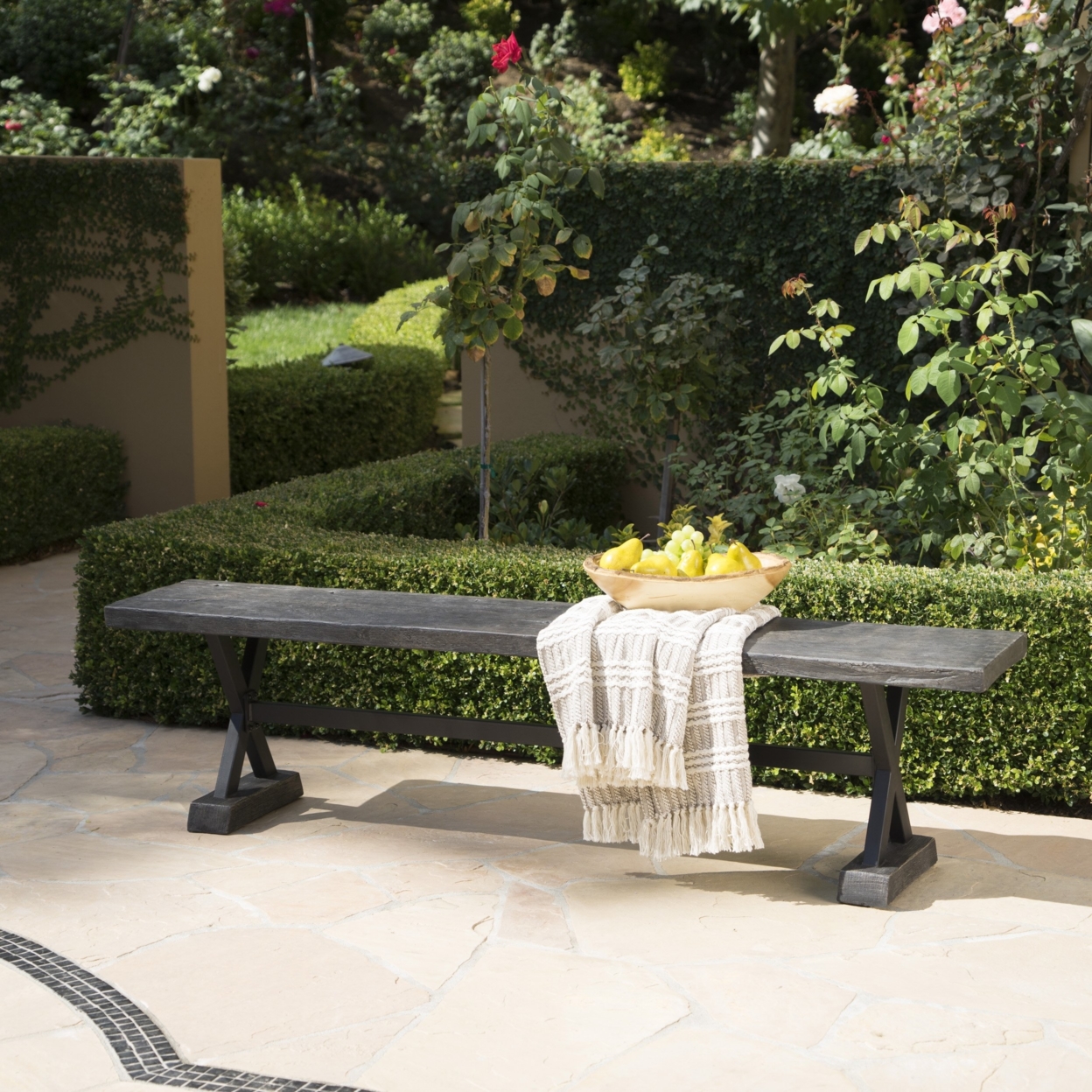 Lavelle Outdoor Dining Bench - Gray