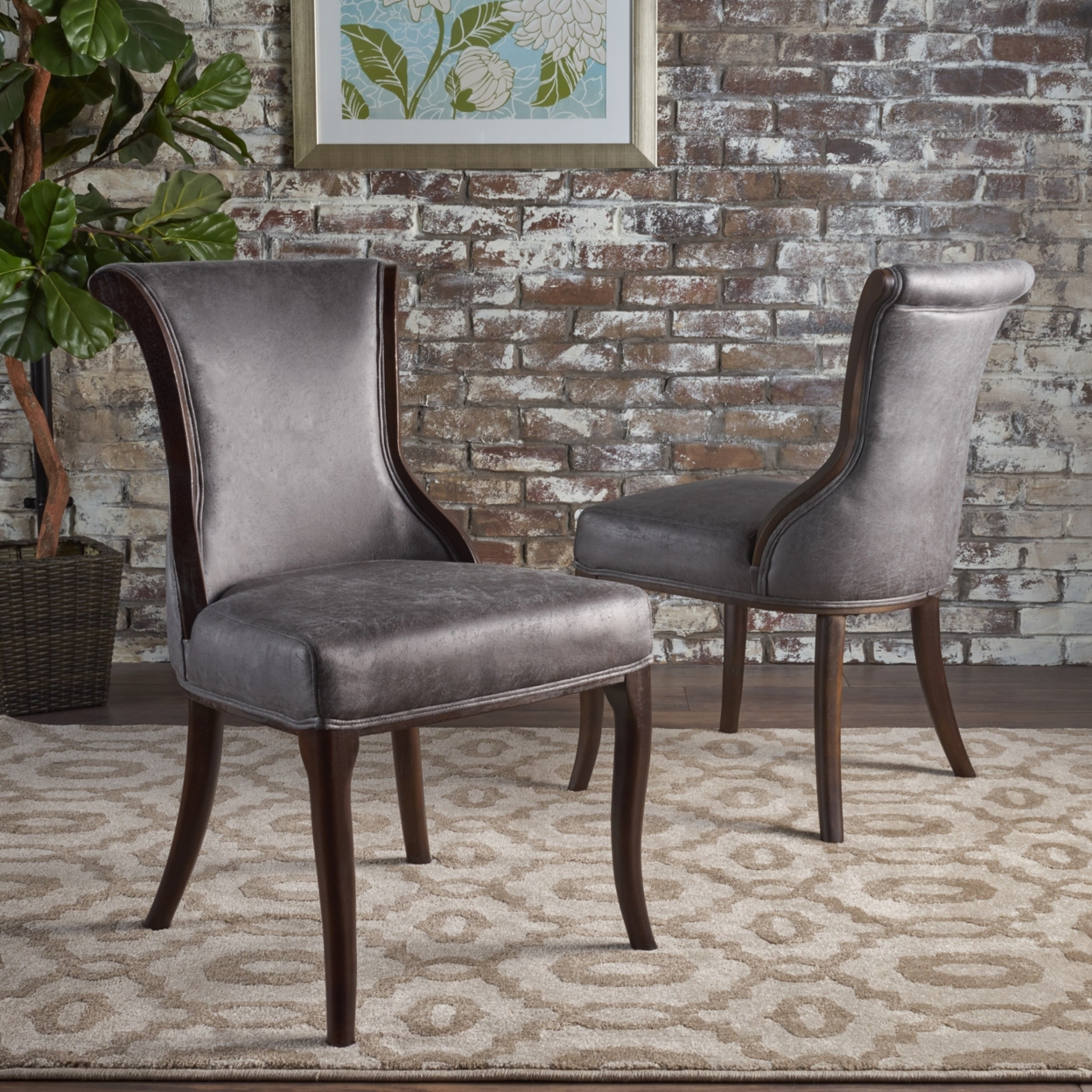 Lexia Classic Slate Microfiber Dining Chair - Set Of 2